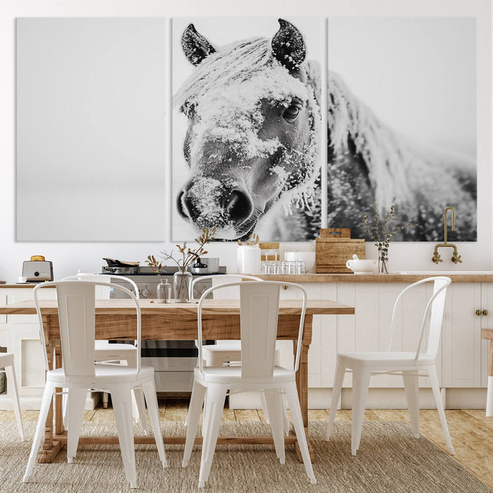 Winter Horse Snow Wall Art Canvas Print