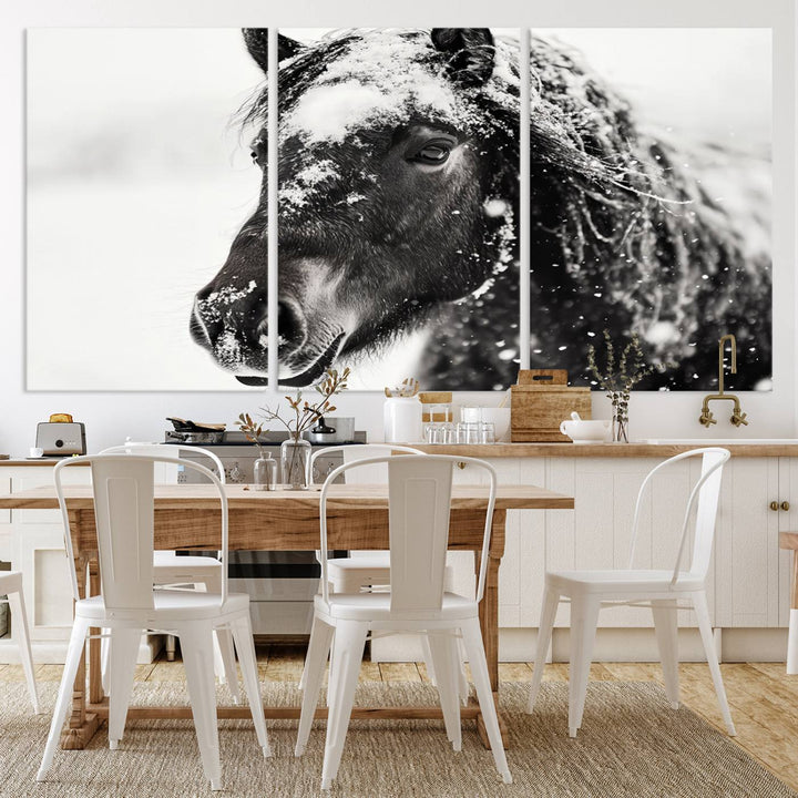 Winter Horse Snow Wall Art Canvas Print