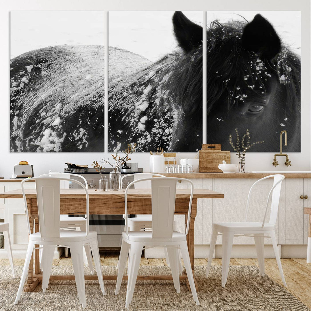 Winter Horse Snow Wall Art Canvas Print