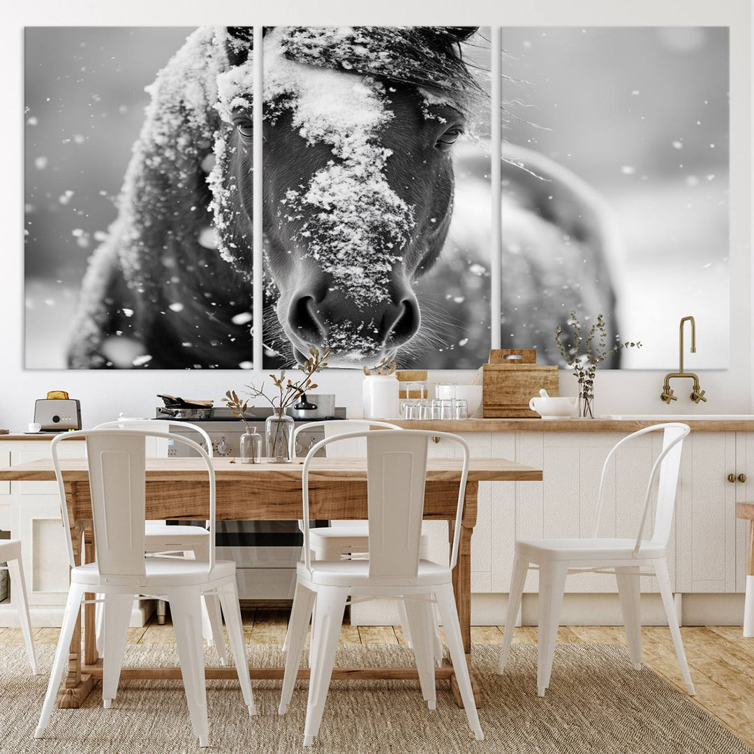 Winter Horse Snow Wall Art Canvas Print