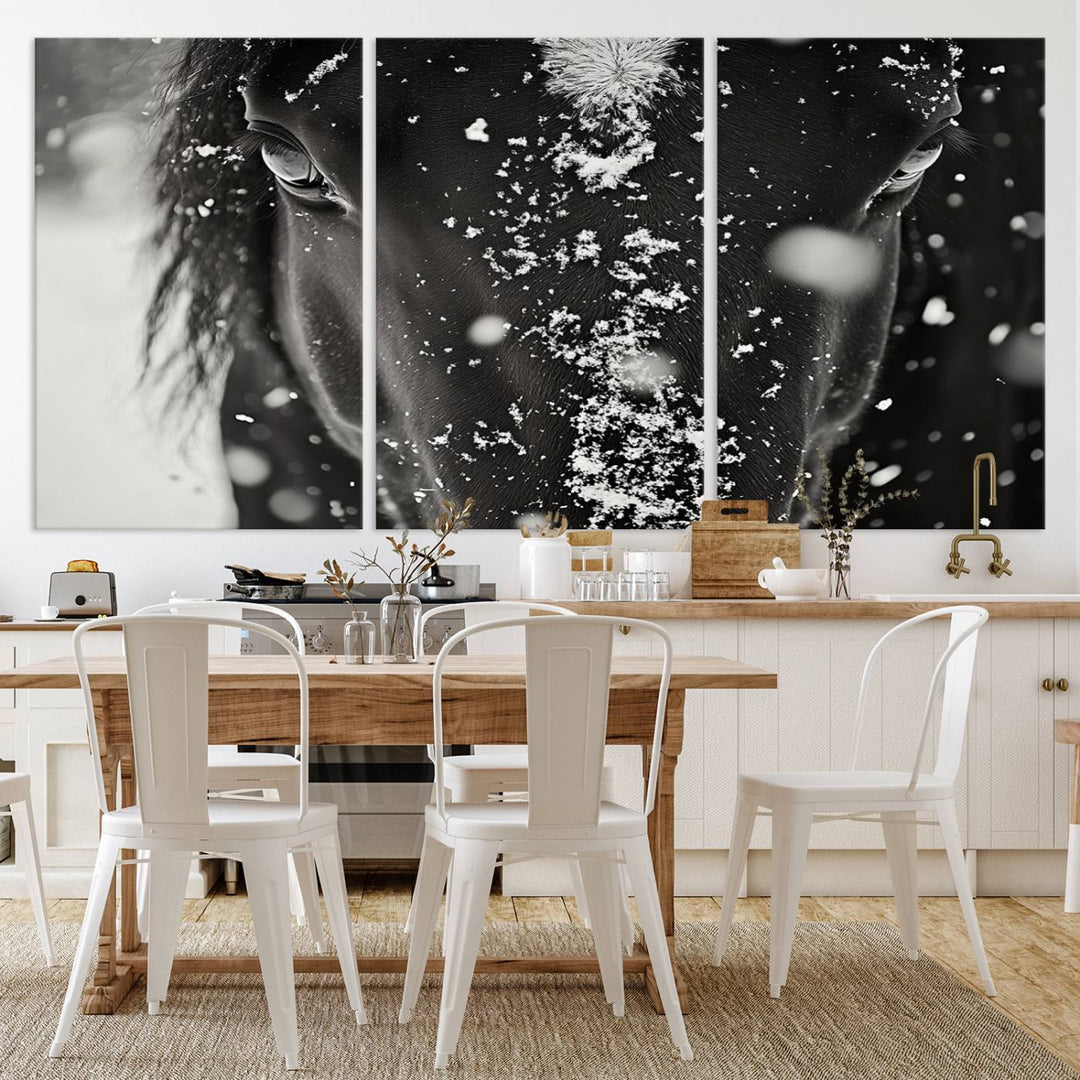 Winter Horse Snow Wall Art Canvas Print