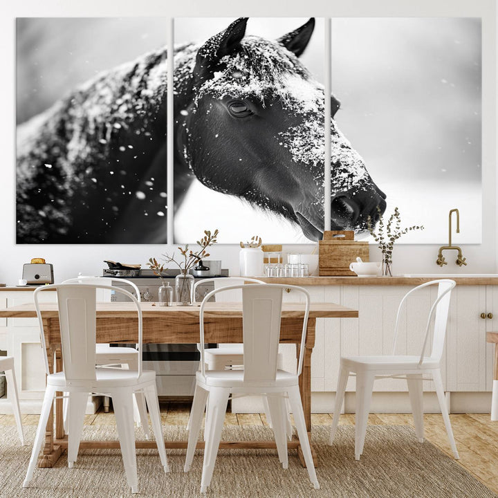 Winter Horse Snow Wall Art Canvas Print