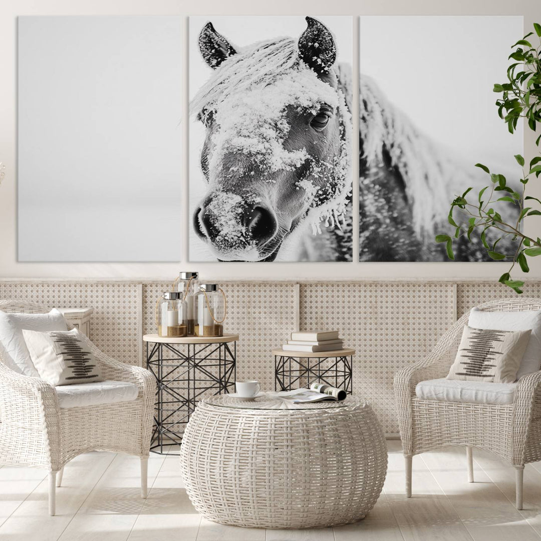 Winter Horse Snow Wall Art Canvas Print