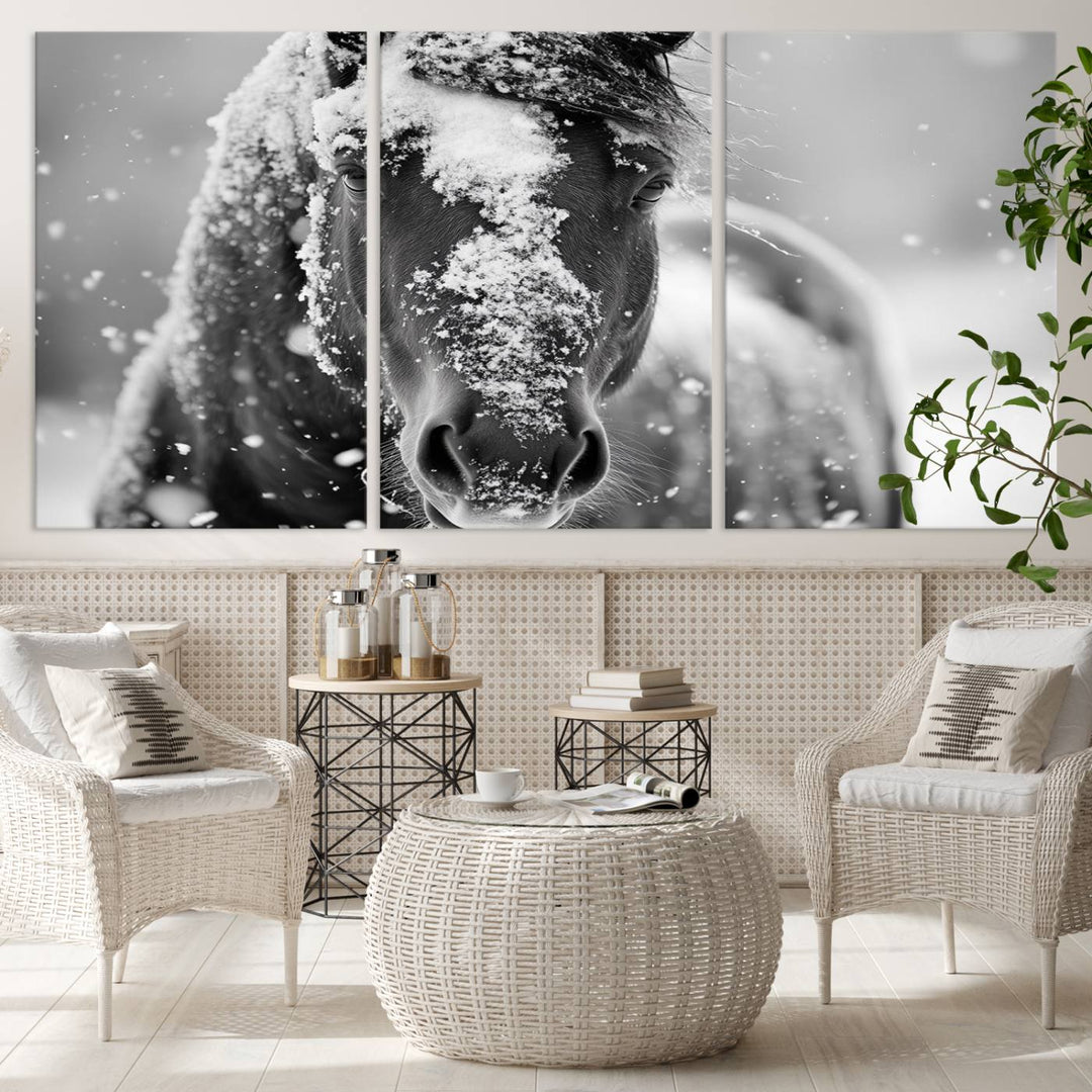 Winter Horse Snow Wall Art Canvas Print