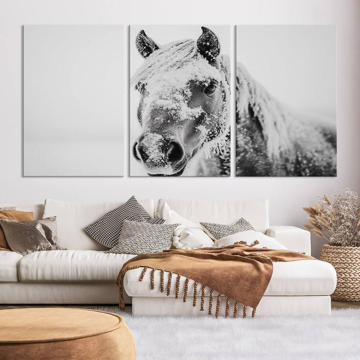 Winter Horse Snow Wall Art Canvas Print