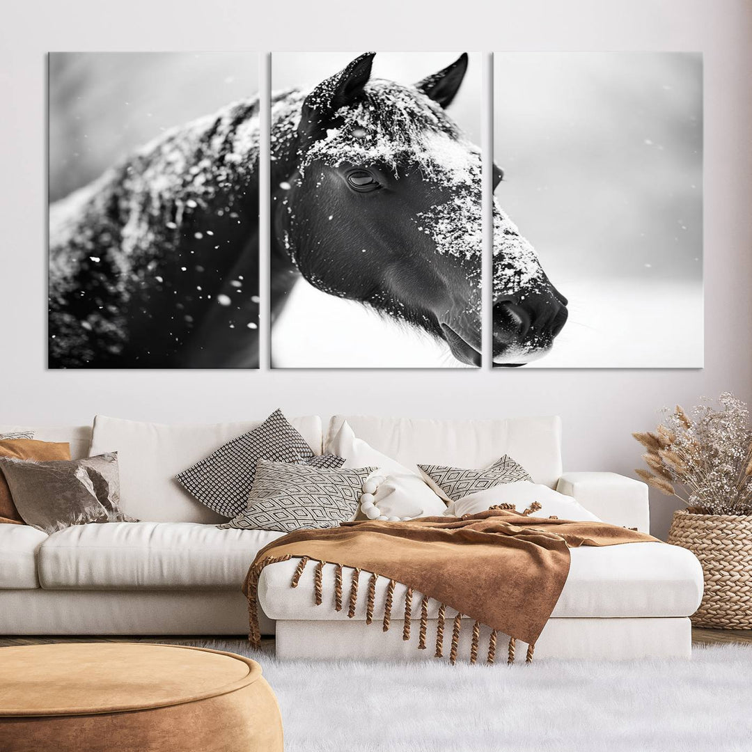 Winter Horse Snow Wall Art Canvas Print