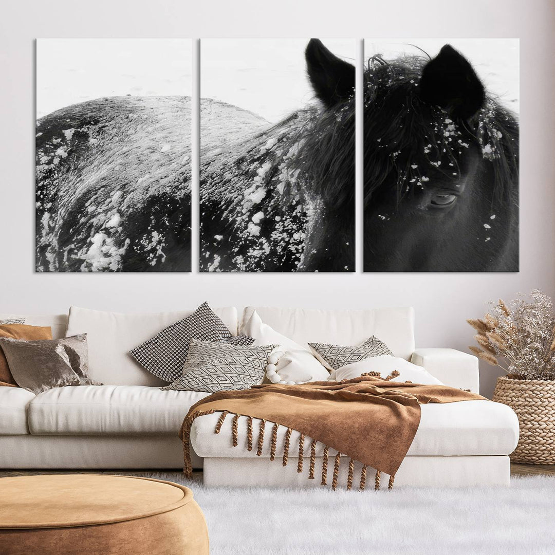 Winter Horse Snow Wall Art Canvas Print