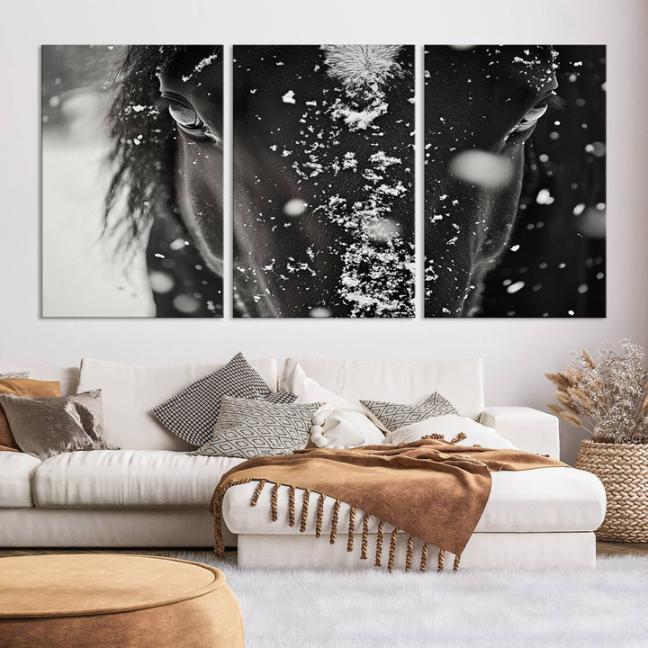 Winter Horse Snow Wall Art Canvas Print