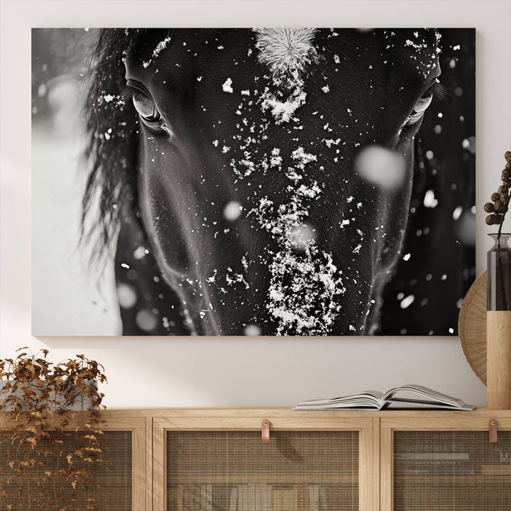 Winter Horse Snow Wall Art Canvas Print