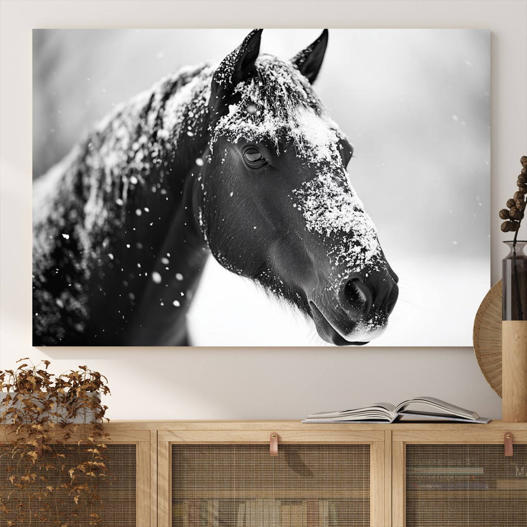 Winter Horse Snow Wall Art Canvas Print