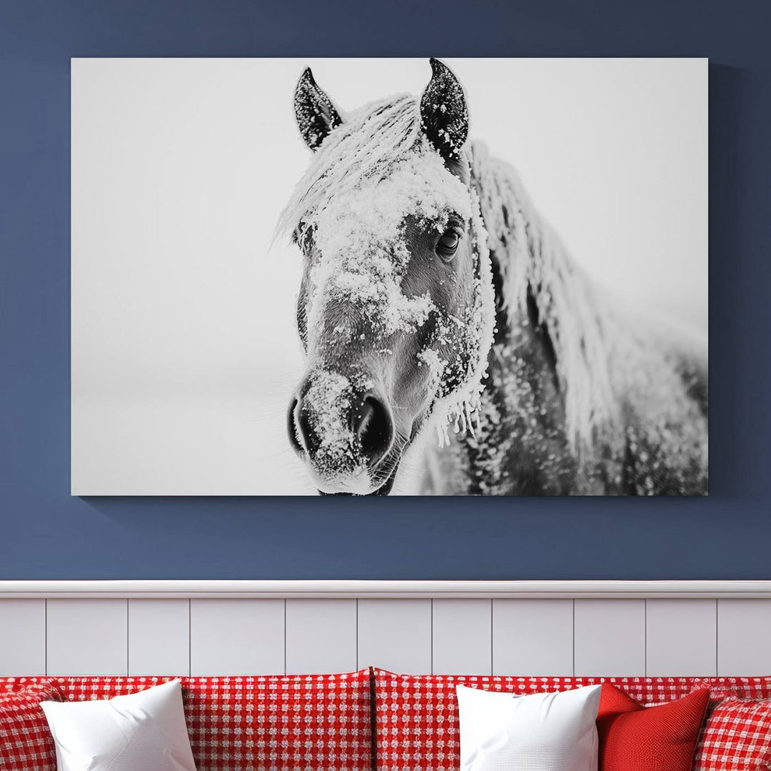 Winter Horse Snow Wall Art Canvas Print