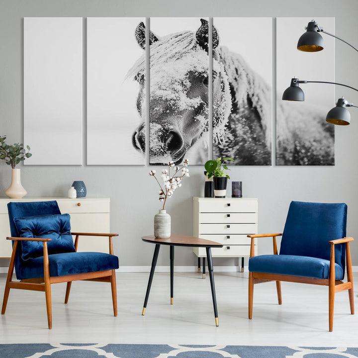 Winter Horse Snow Wall Art Canvas Print