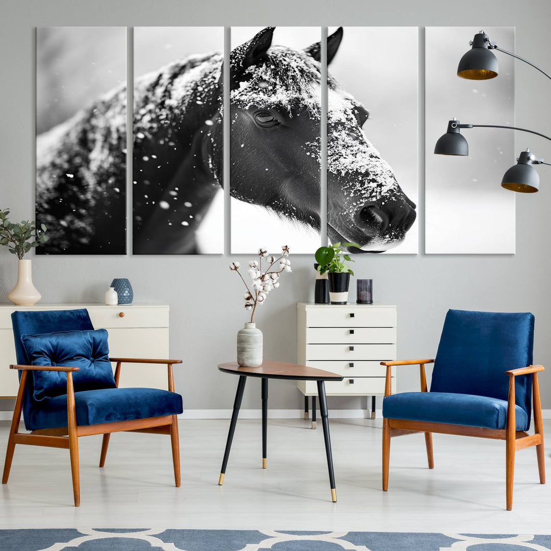 Winter Horse Snow Wall Art Canvas Print