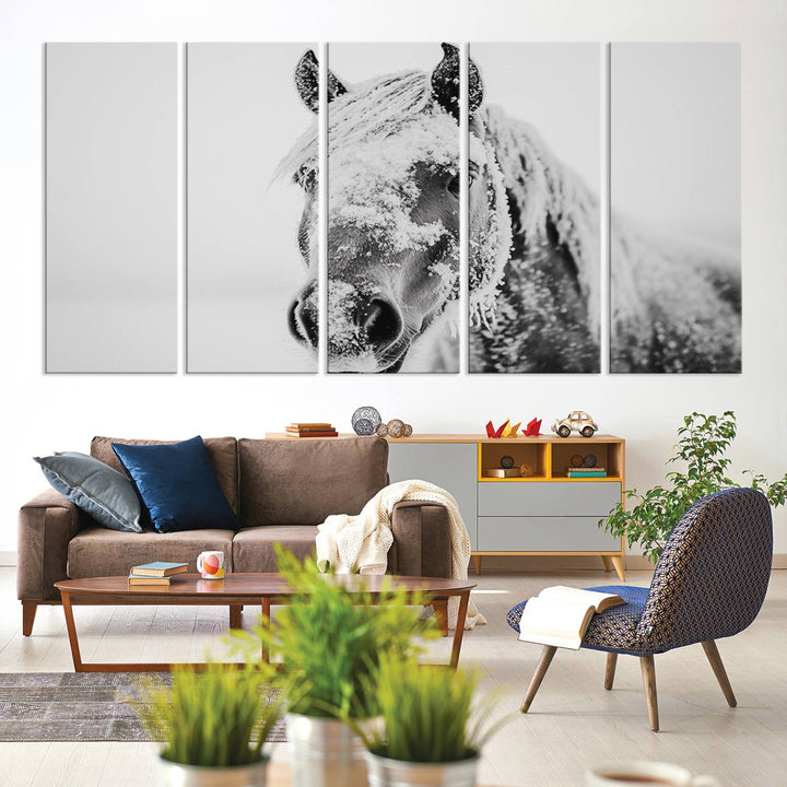 Winter Horse Snow Wall Art Canvas Print