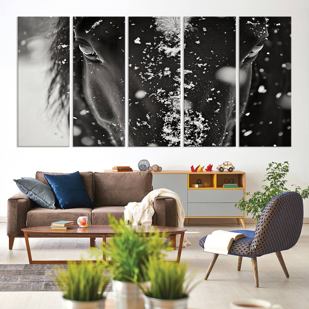 Winter Horse Snow Wall Art Canvas Print