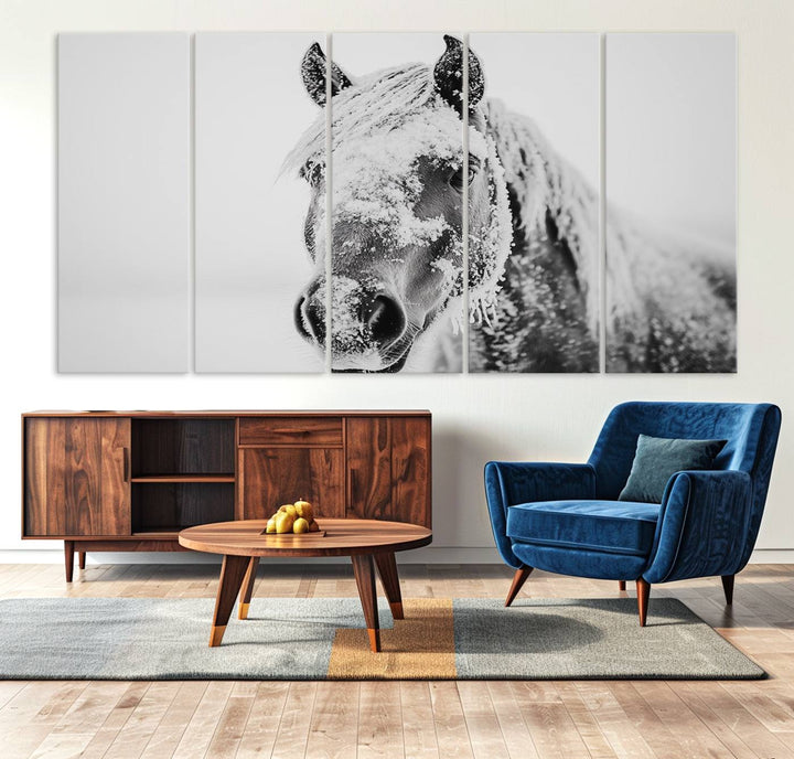 Winter Horse Snow Wall Art Canvas Print