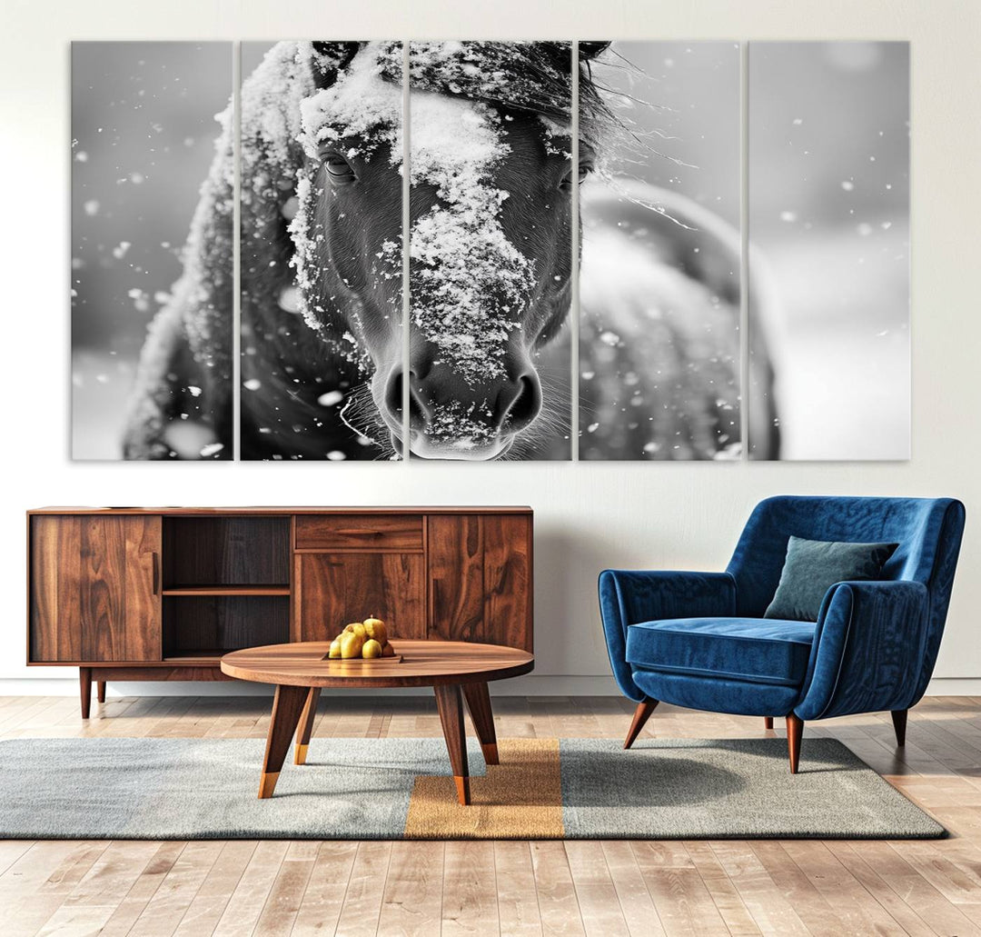 Winter Horse Snow Wall Art Canvas Print