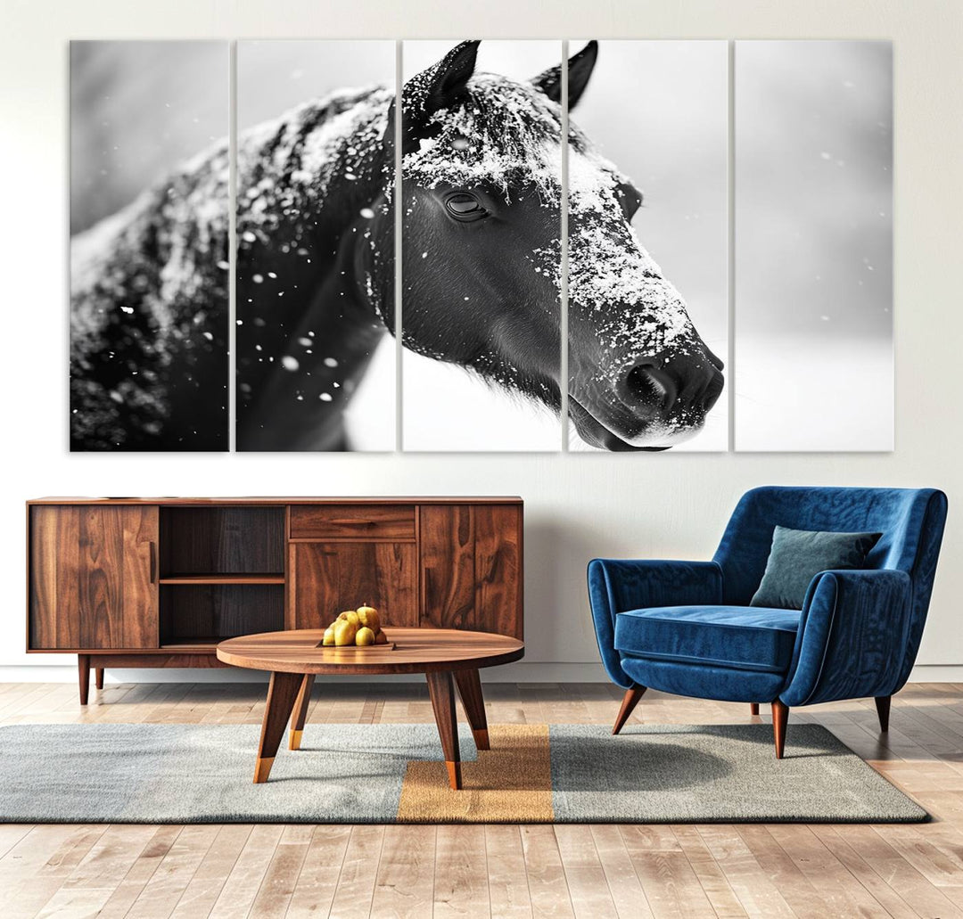 Winter Horse Snow Wall Art Canvas Print