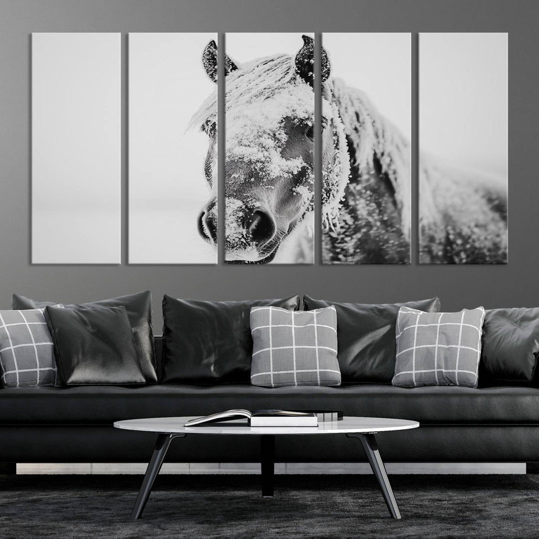 Winter Horse Snow Wall Art Canvas Print