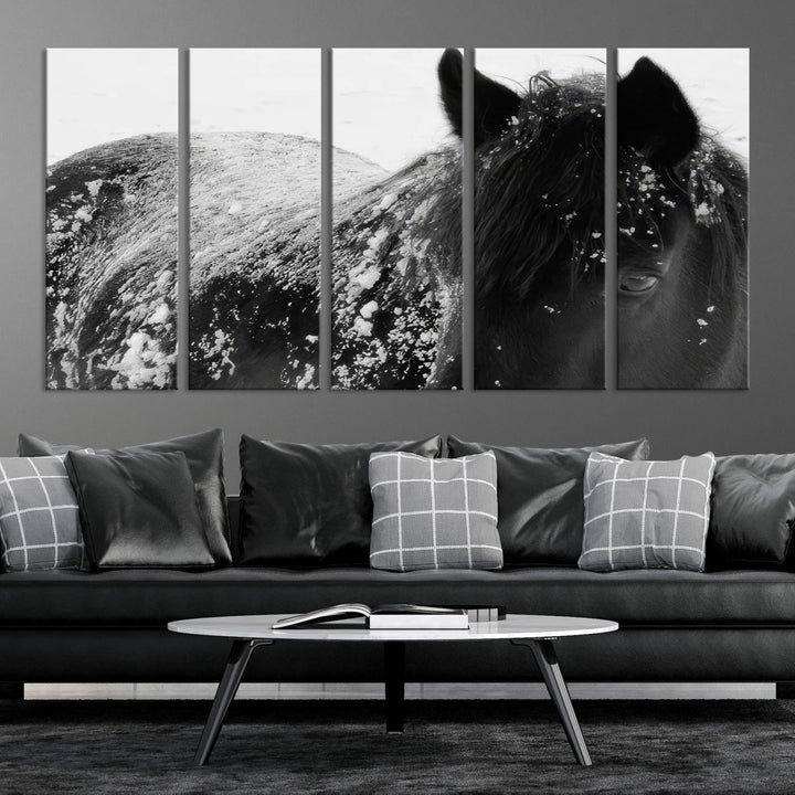 Winter Horse Snow Wall Art Canvas Print