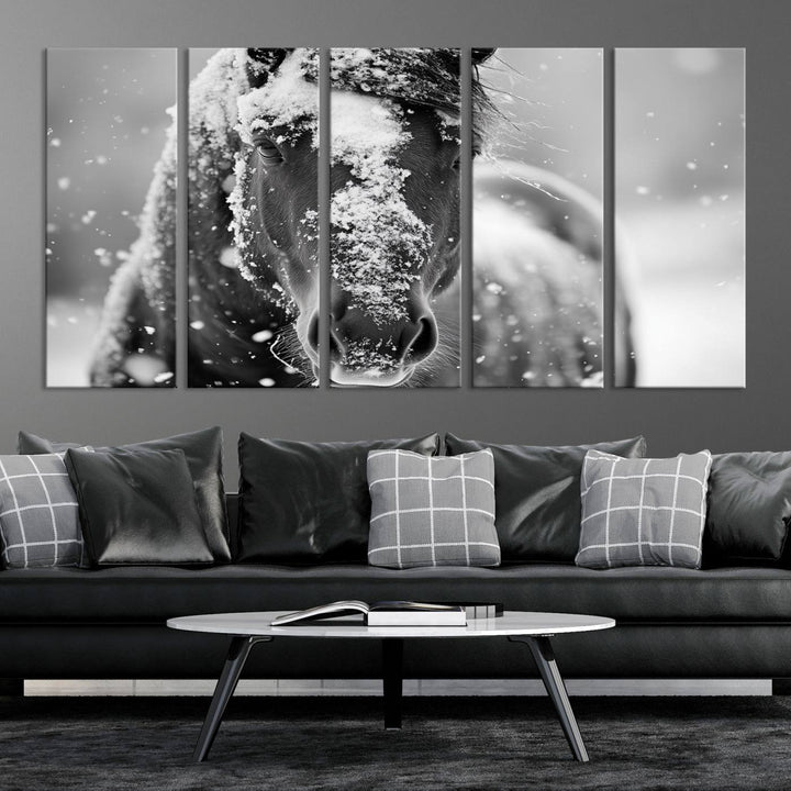 Winter Horse Snow Wall Art Canvas Print