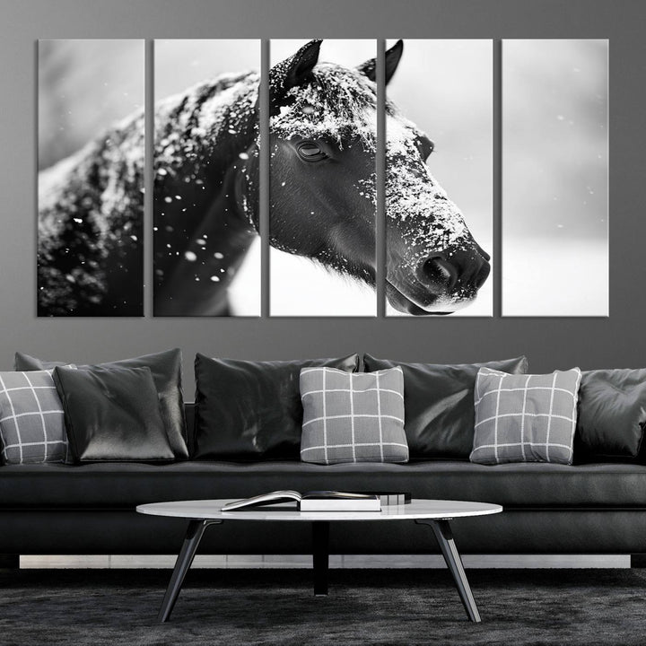 Winter Horse Snow Wall Art Canvas Print