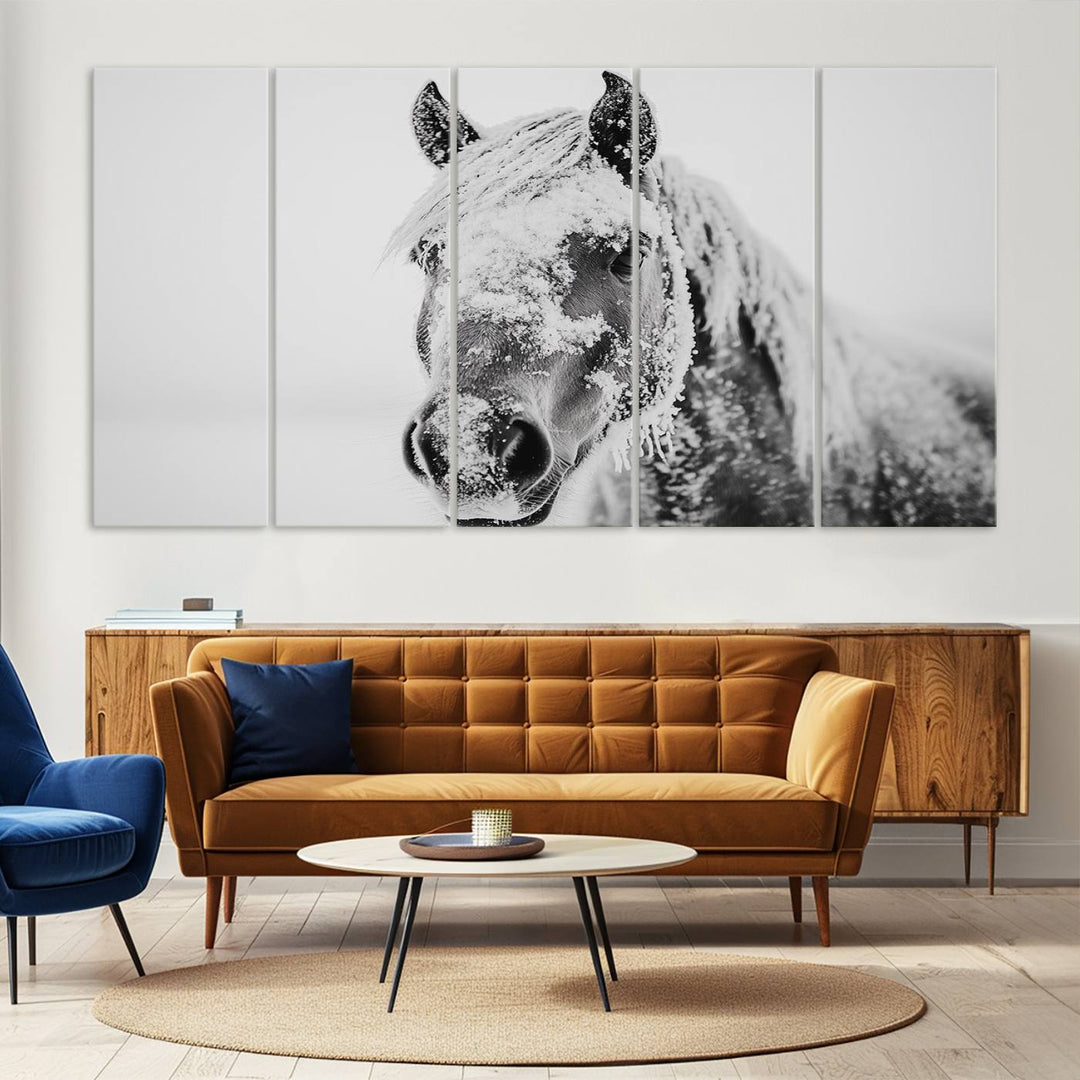 Winter Horse Snow Wall Art Canvas Print