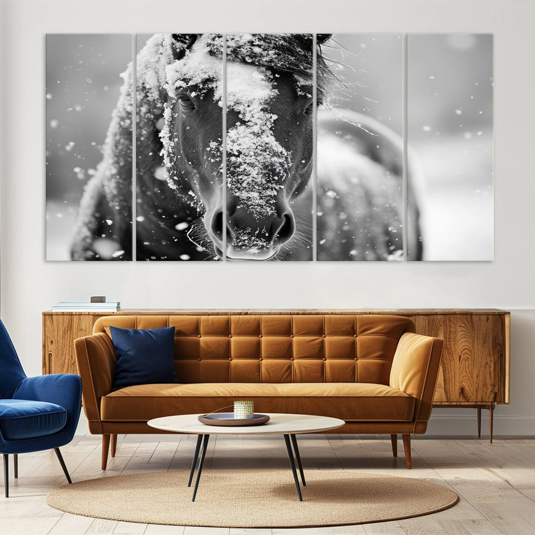 Winter Horse Snow Wall Art Canvas Print