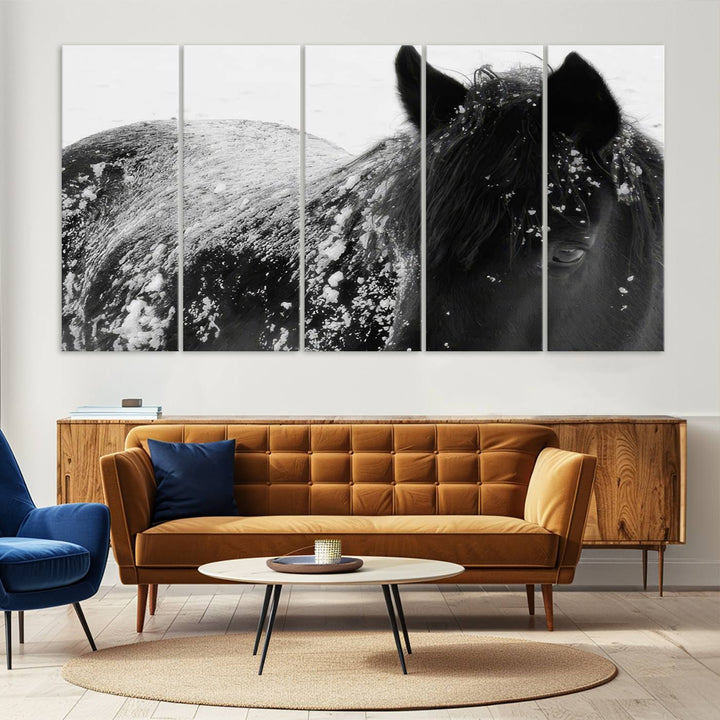 Winter Horse Snow Wall Art Canvas Print