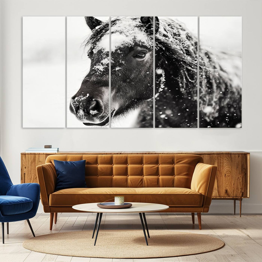 Winter Horse Snow Wall Art Canvas Print