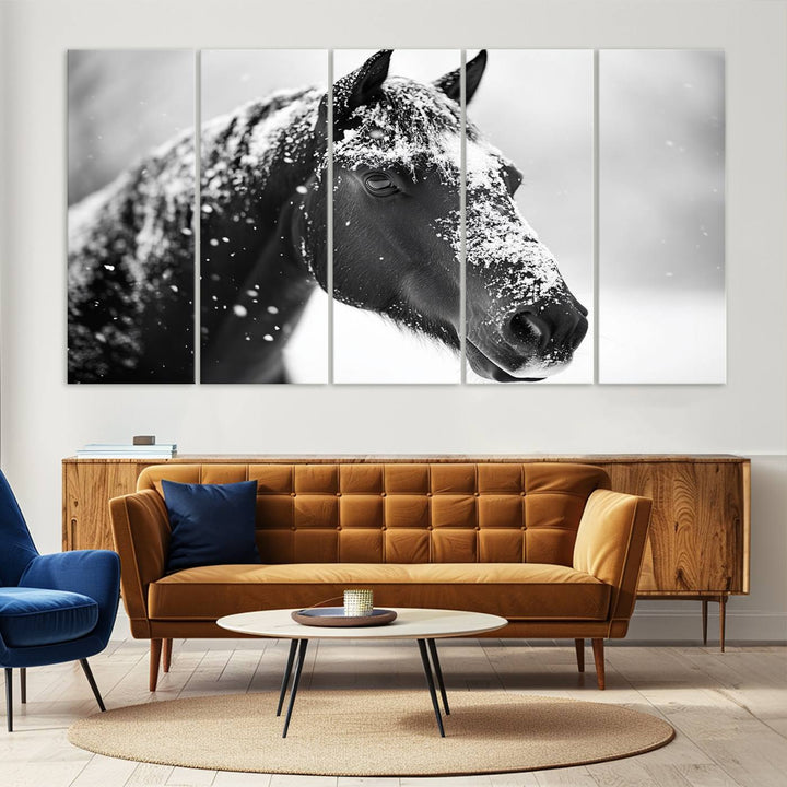 Winter Horse Snow Wall Art Canvas Print