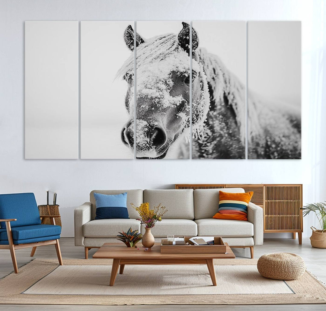 Winter Horse Snow Wall Art Canvas Print