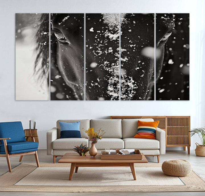 Winter Horse Snow Wall Art Canvas Print