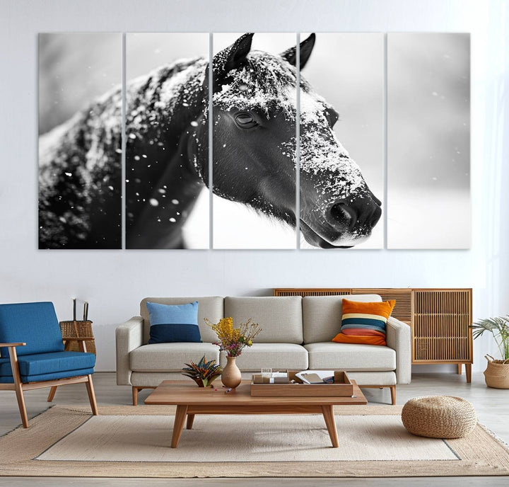 Winter Horse Snow Wall Art Canvas Print