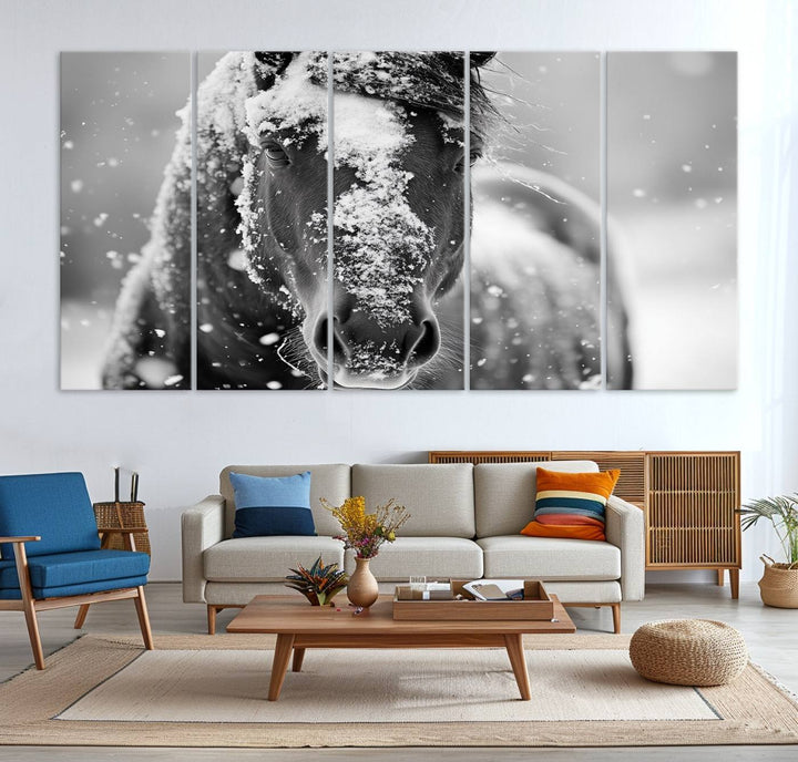 Winter Horse Snow Wall Art Canvas Print