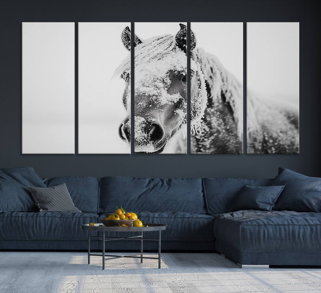 Winter Horse Snow Wall Art Canvas Print