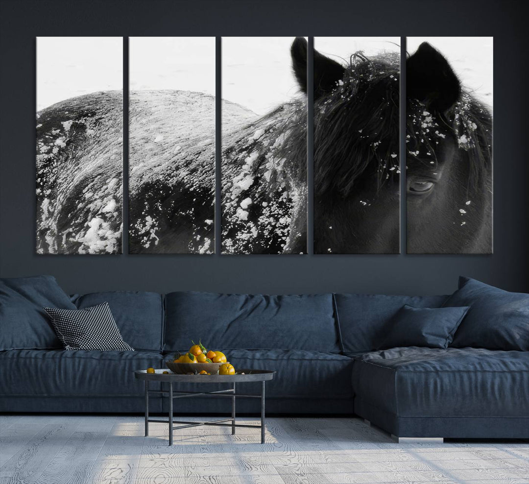 Winter Horse Snow Wall Art Canvas Print