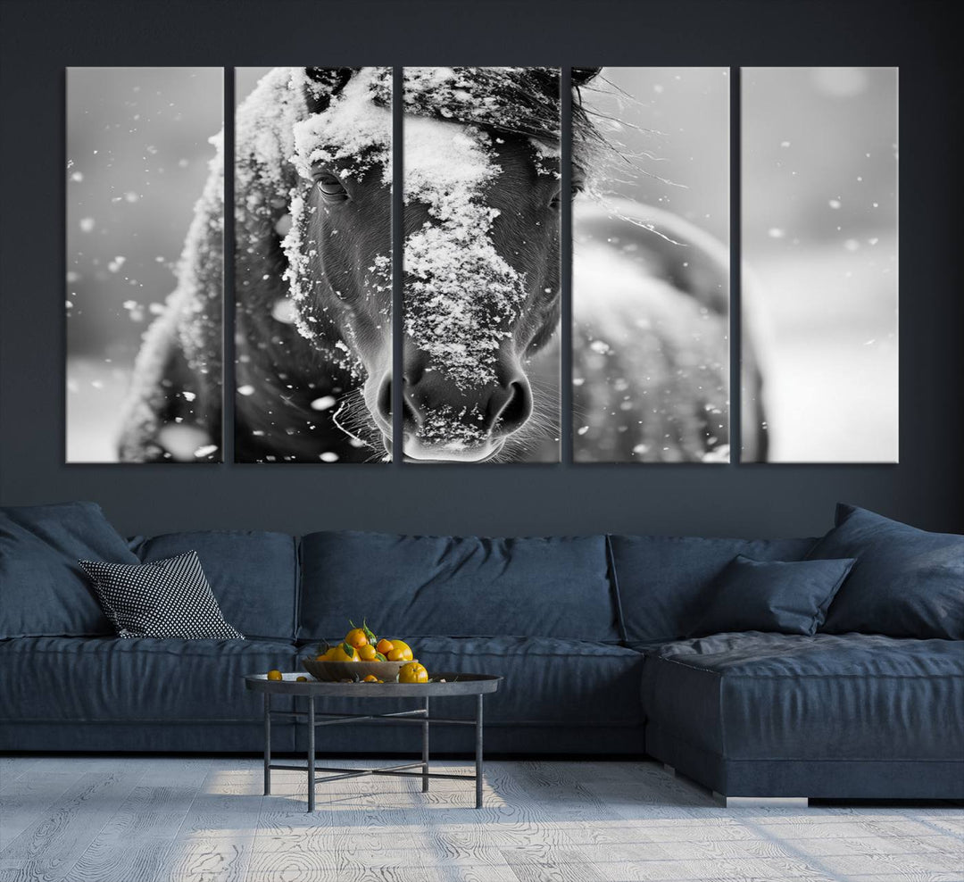 Winter Horse Snow Wall Art Canvas Print