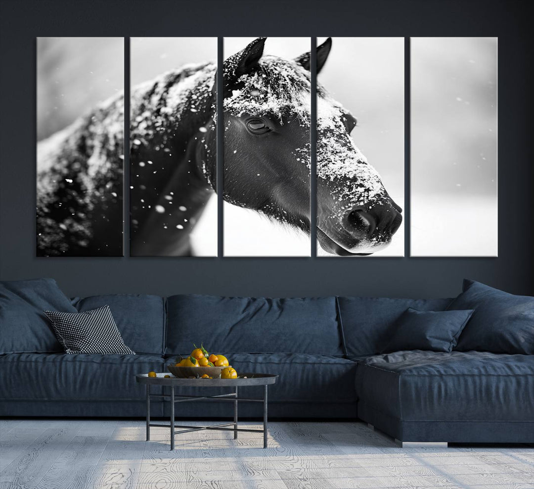 Winter Horse Snow Wall Art Canvas Print