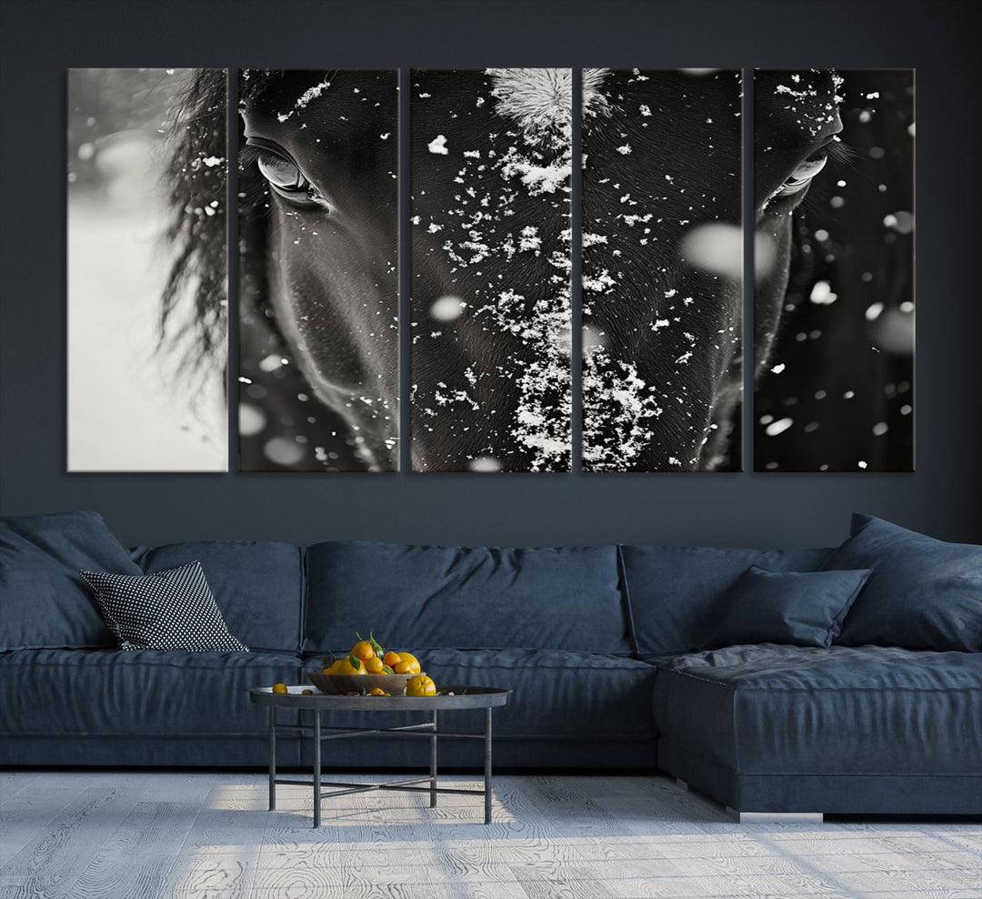 Winter Horse Snow Wall Art Canvas Print