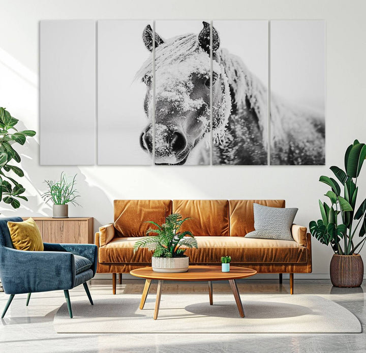 Winter Horse Snow Wall Art Canvas Print