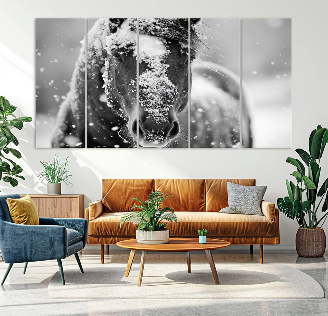 Winter Horse Snow Wall Art Canvas Print