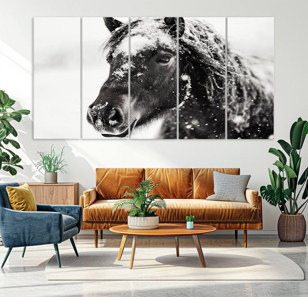 Winter Horse Snow Wall Art Canvas Print