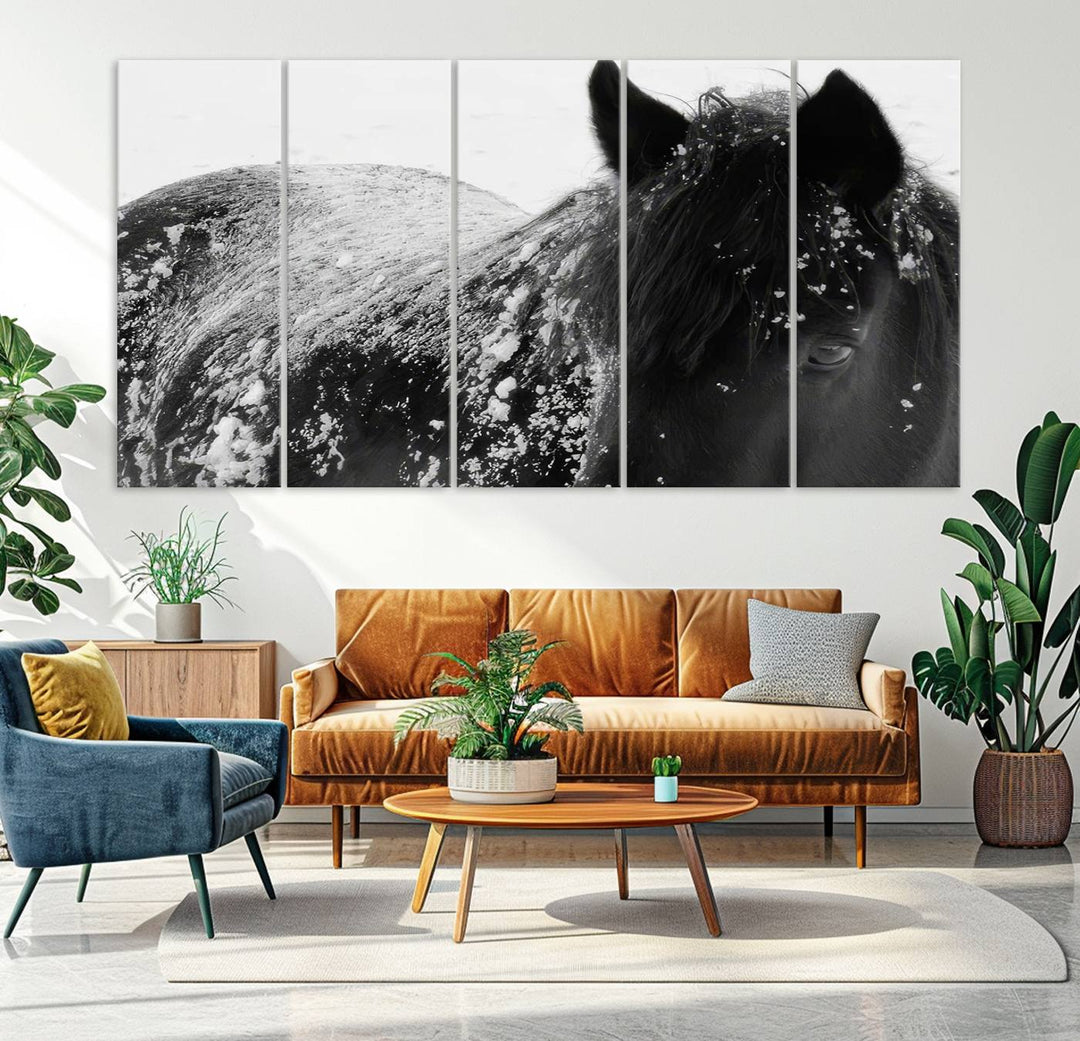 Winter Horse Snow Wall Art Canvas Print