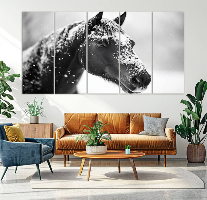 Winter Horse Snow Wall Art Canvas Print