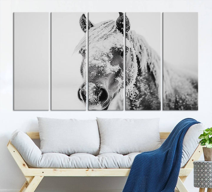 Winter Horse Snow Wall Art Canvas Print