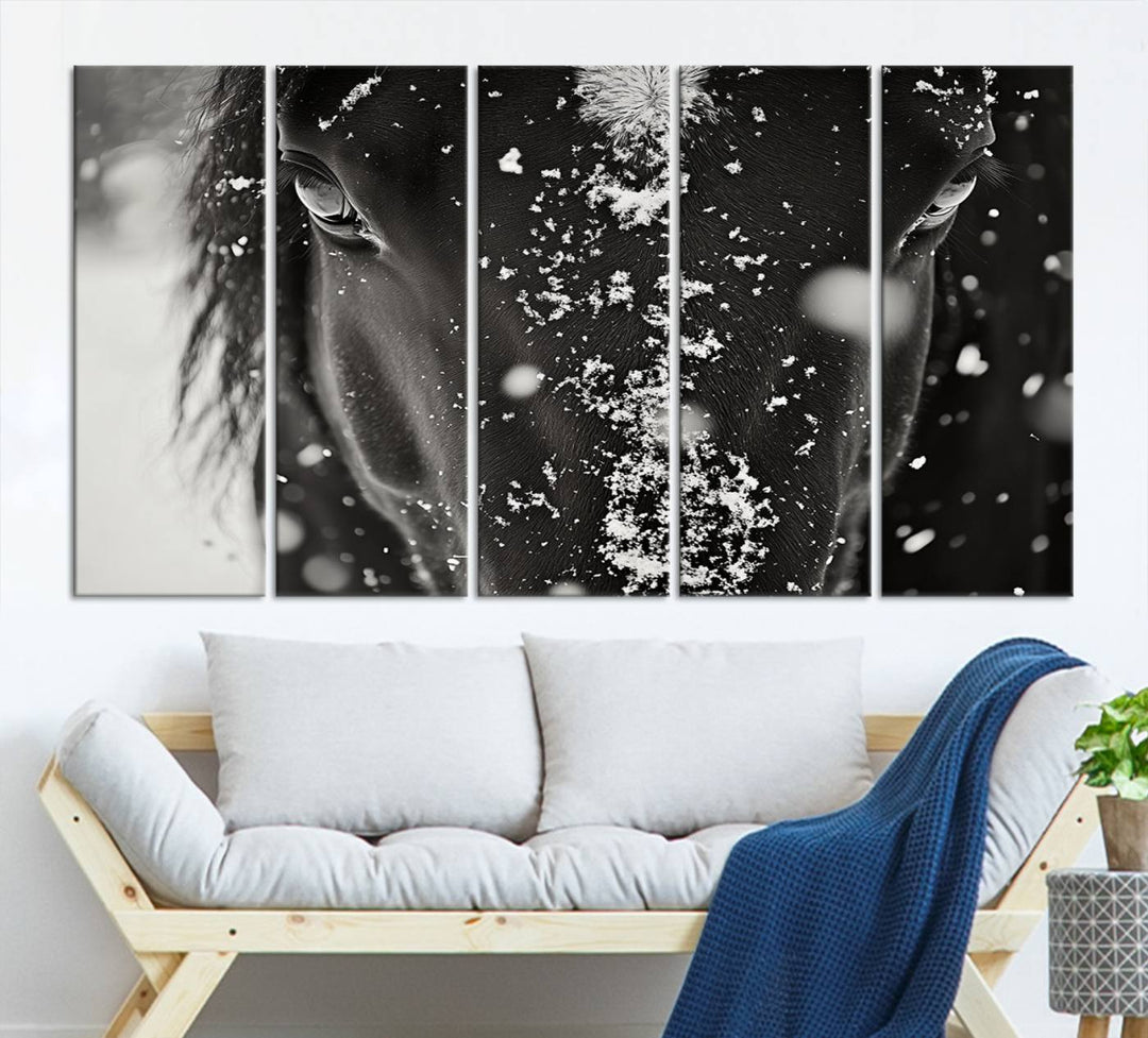 Winter Horse Snow Wall Art Canvas Print