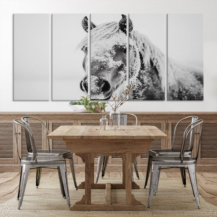 Winter Horse Snow Wall Art Canvas Print