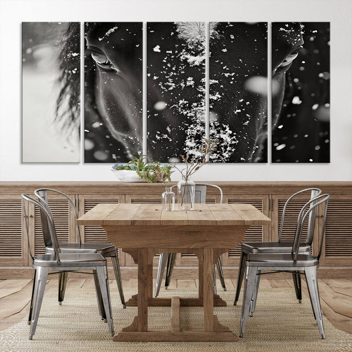 Winter Horse Snow Wall Art Canvas Print