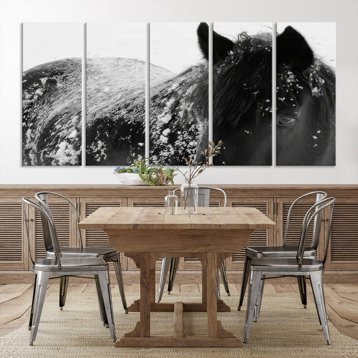 Winter Horse Snow Wall Art Canvas Print